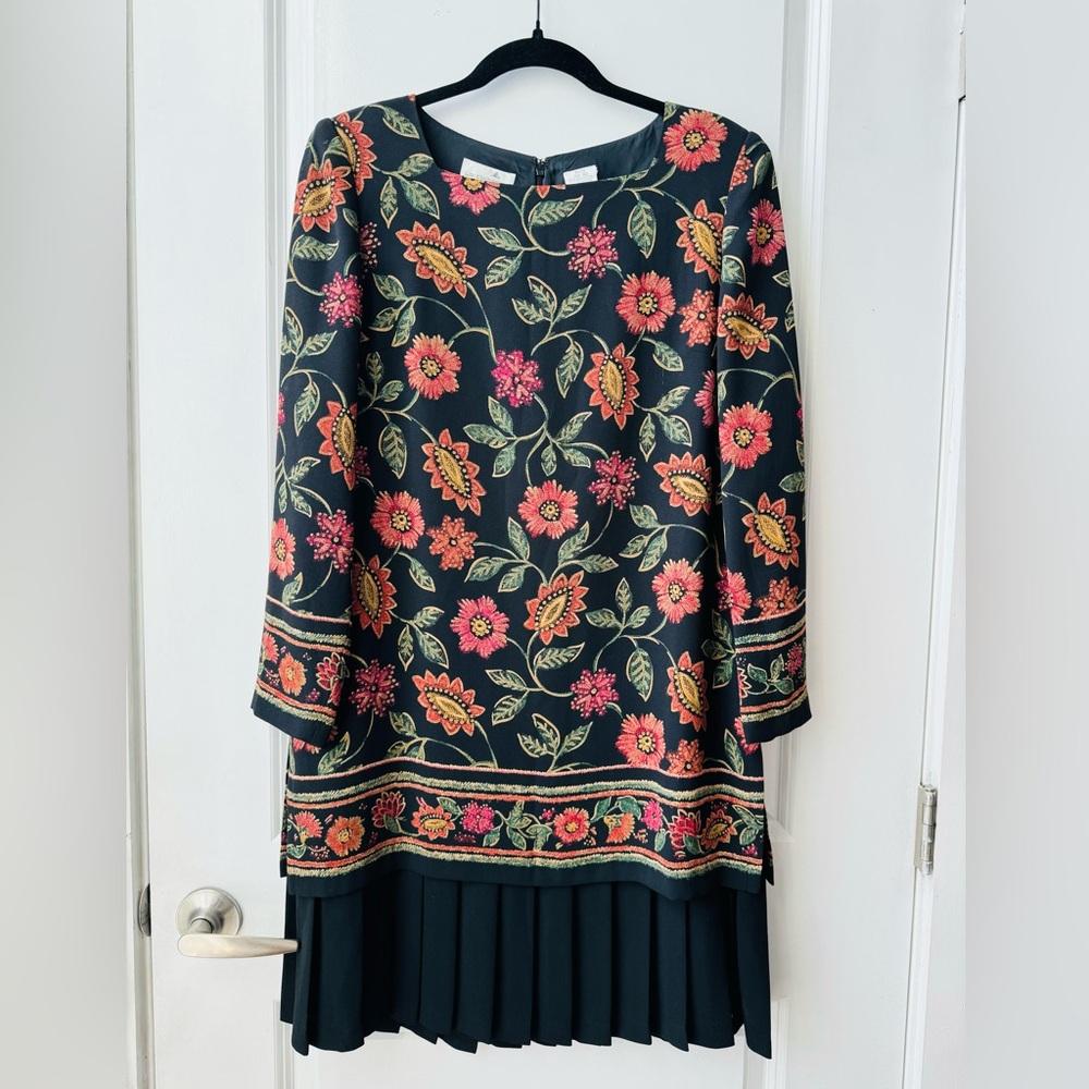 Vintage Liz Claiborne Floral Pleat Dress SZ 8